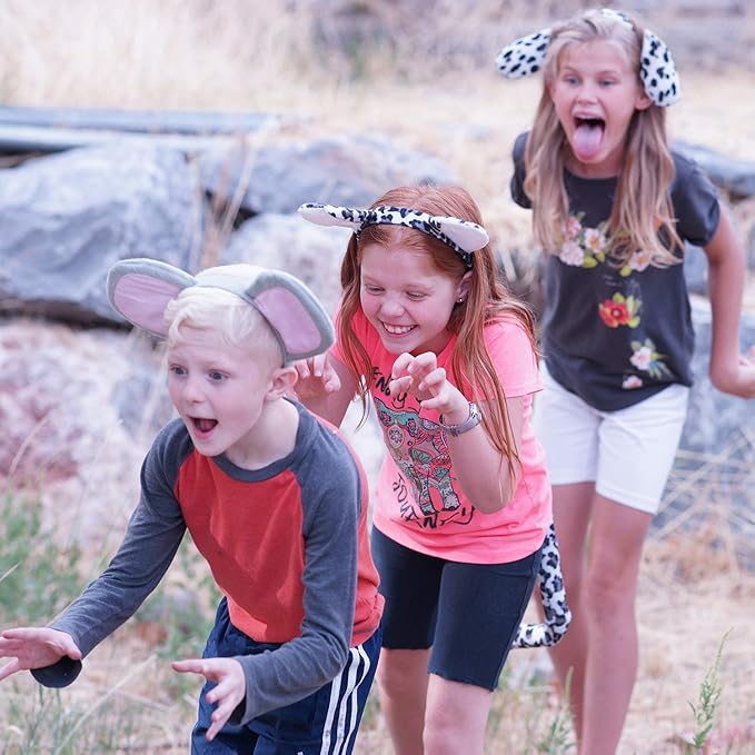 Black Cat Headband Ears, Tail, and Bow Tie Costume Accessory Set, One Size Fits All Ages 3+