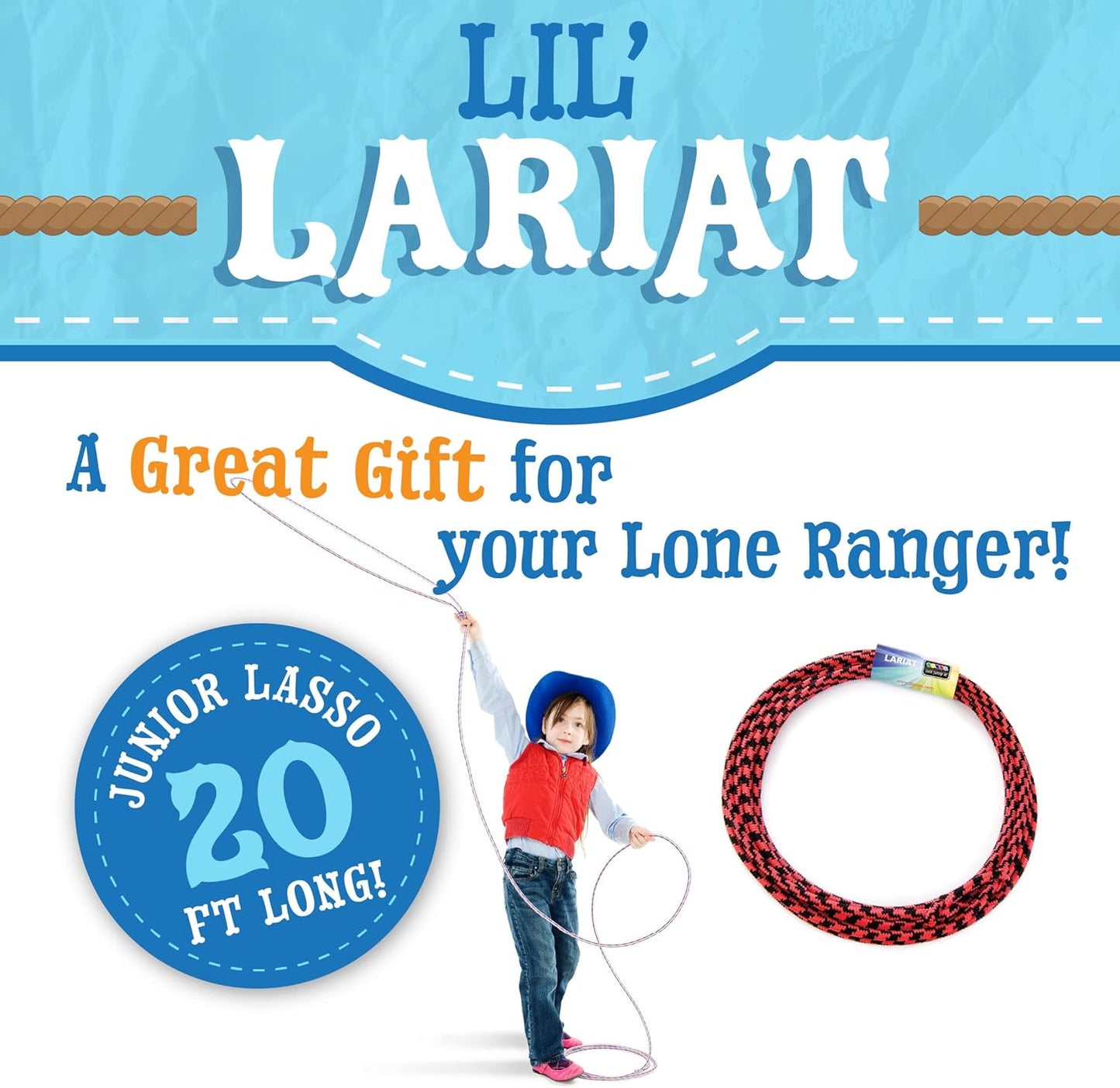 Lil Lariat Junior Lasso Rope - Pre-Tied 20' Kids Cowboy Rope