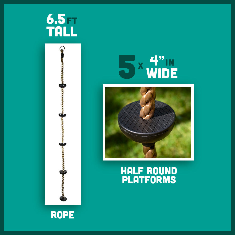 6.5 ft Climbing Rope with Platforms - Swing Set Accessories - Additions & Replacements for Active Outdoor Play Equipment