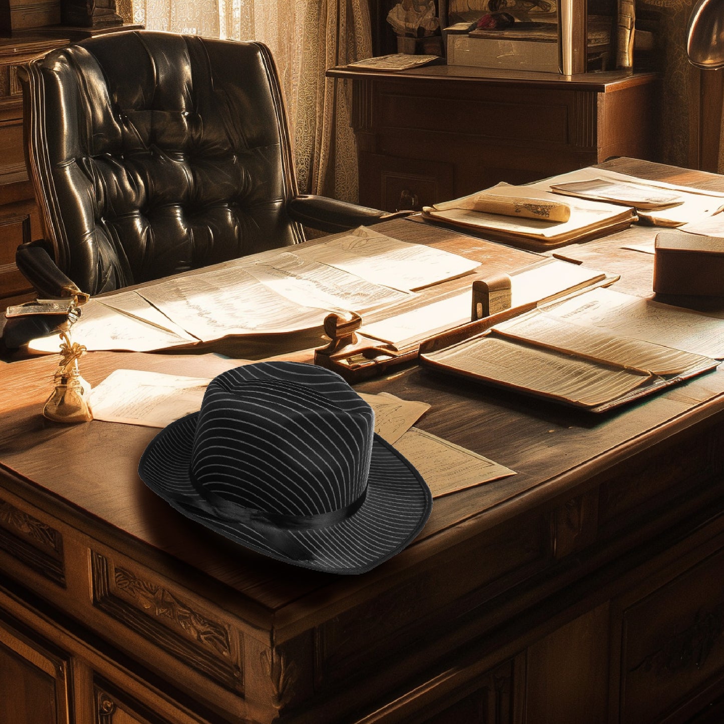 White Pinstripe Fedora Hat for Men or Women - Unisex Fedora Hat Mobster Gangster Hat