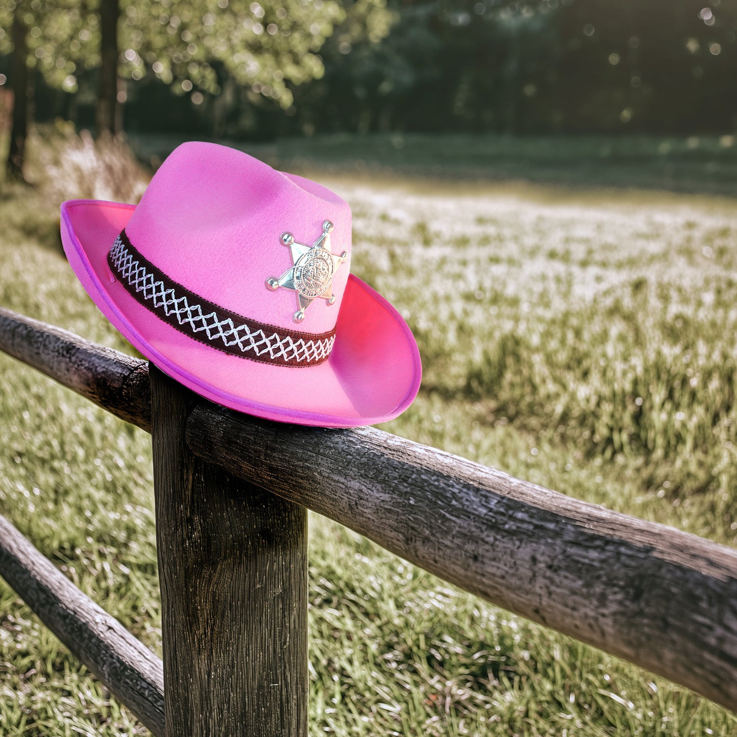 Pink Cowgirl Sheriff Hat - Preppy Cowgirl Hat Accessory for Clothes