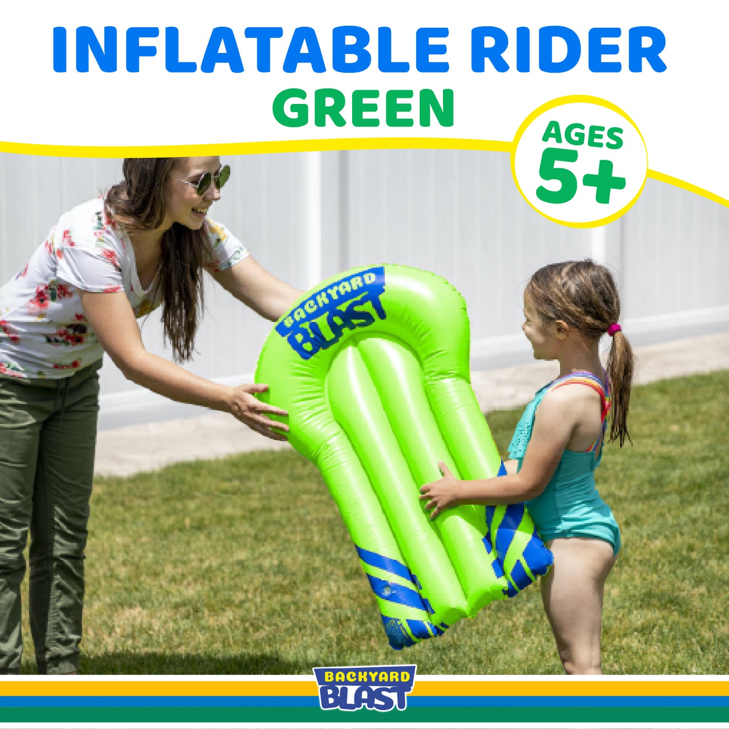Rider, Inflatable Body Board Slide Rider and Pool Float Toy, Lime Green