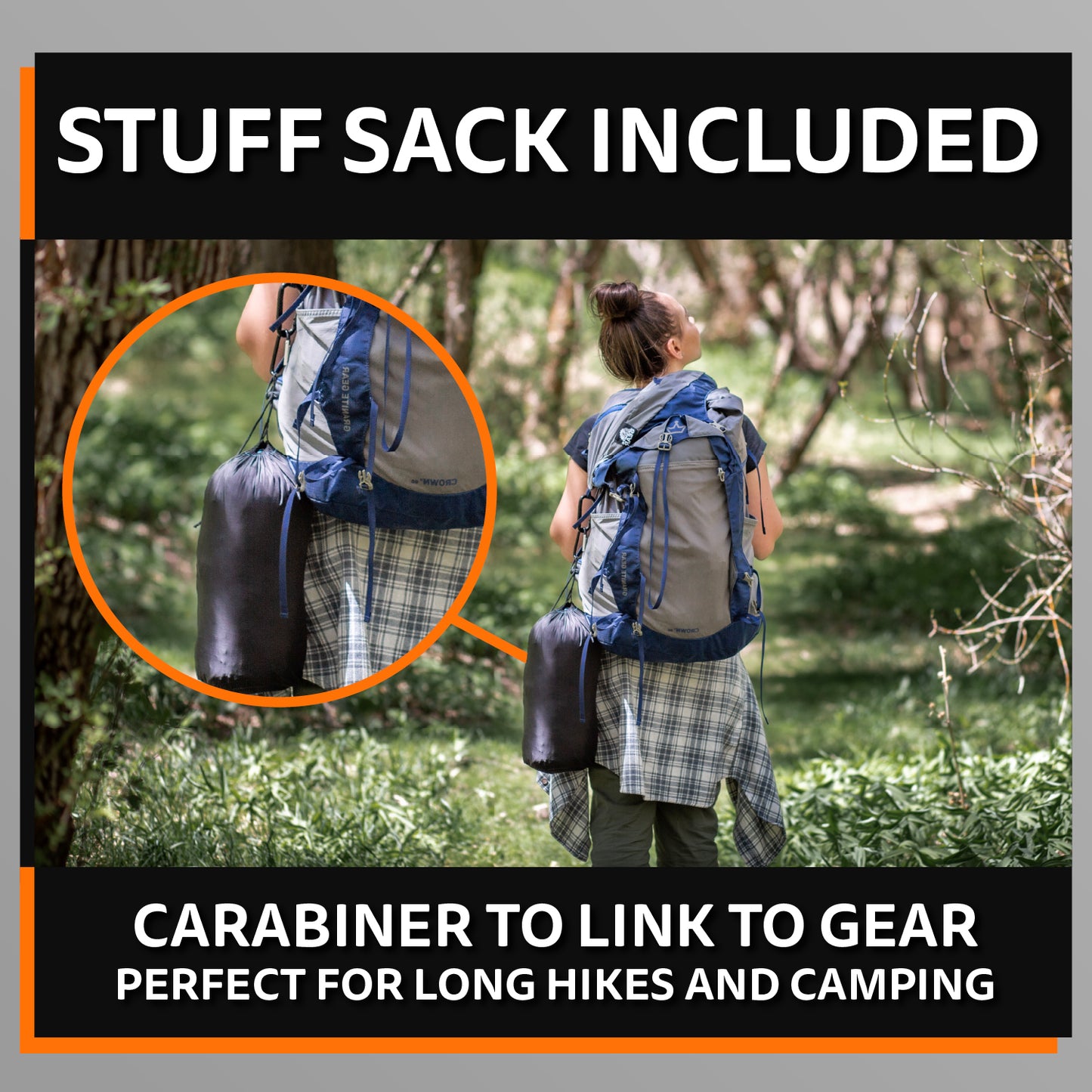 Ripstop Outdoor Camping Pillow and Blanket 3-in-1, Versatile Lightweight Nylon Waterproof Stadium Blanket, Ultralight Backpacking Essentials, Travel Blanket and Pillow Set - Black and Orange