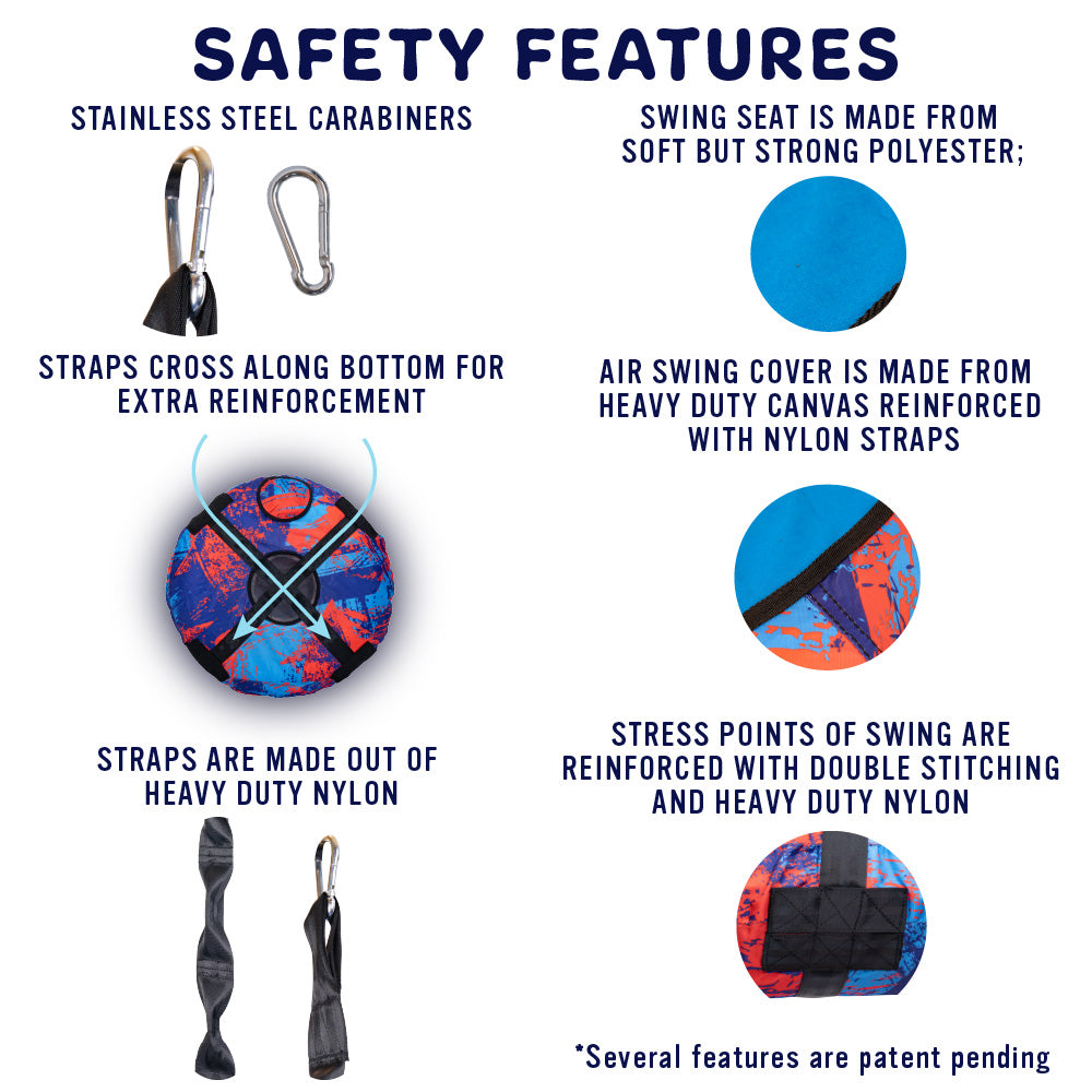 AIR Swing Giant 42” Inflatable Heavy Duty Saucer Swing Indoor Outdoor Playground, Jungle Gym, or Tree