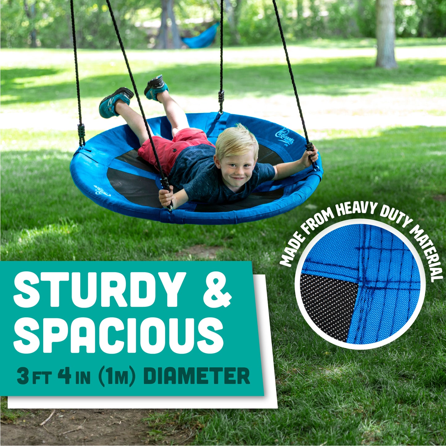 Flying Squirrel Giant Rope Swing - 40" Saucer Tree Swing- Additions & Replacements for Active Outdoor Play Equipment - Blue