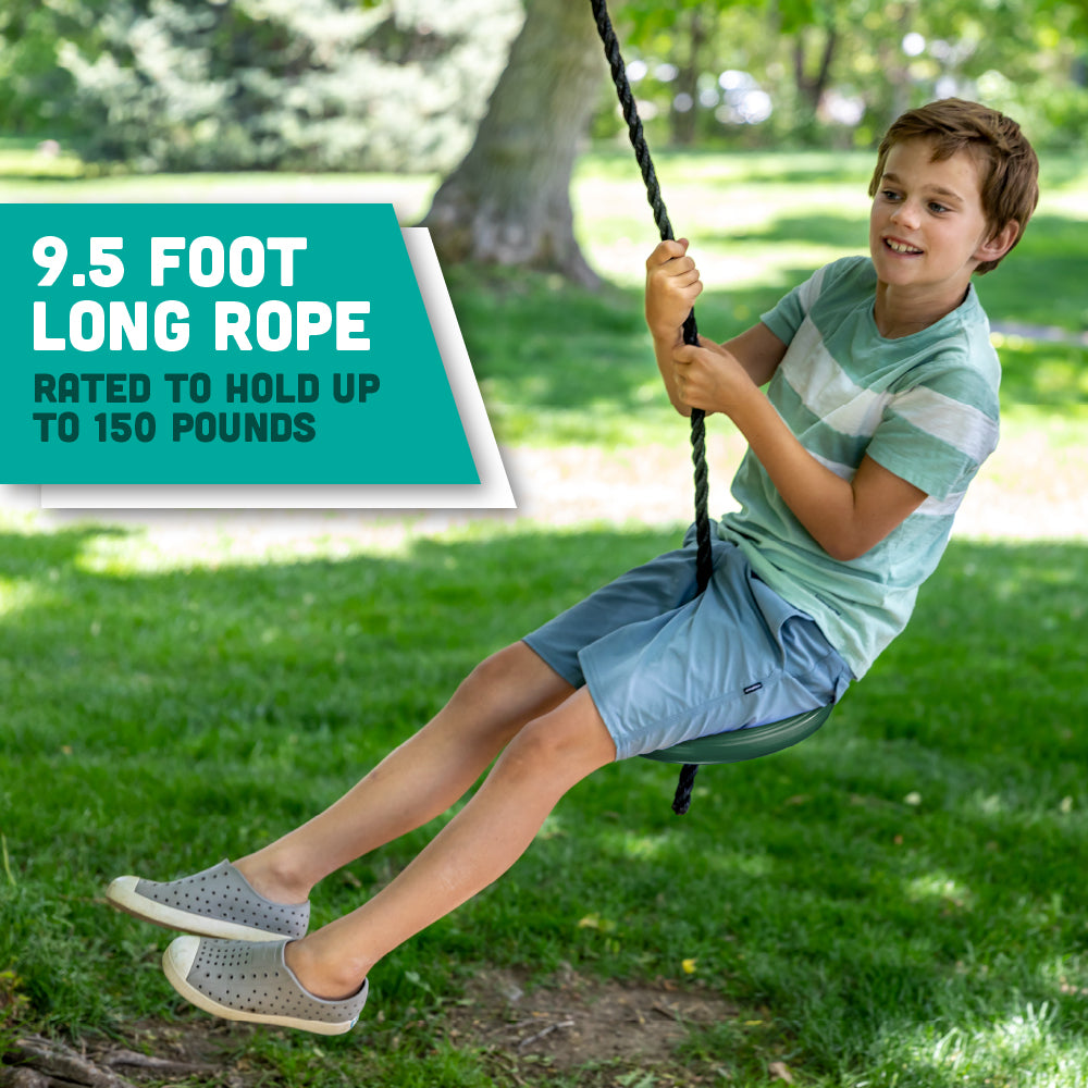 Heavy Duty Plastic Tree Swing - Single Disc Rope Swing with Leg Protectors - Additions & Replacements - Outdoor Play Equipment - Green