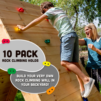 Rock Climbing Holds for Kids, Deluxe Extra Large Climbing Rocks with Mounting Hardware - DIY Rock Wall Indoor & Outdoor Playground Accessories Wall Climbing Kit - Ages 3+