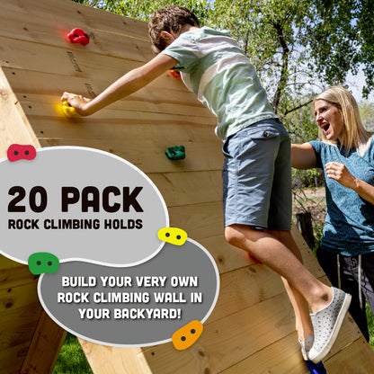 Rock Climbing Holds for Kids, Deluxe Extra Large Climbing Rocks with Mounting Hardware - DIY Rock Wall Indoor & Outdoor Playground Accessories Wall Climbing Kit - Ages 3+