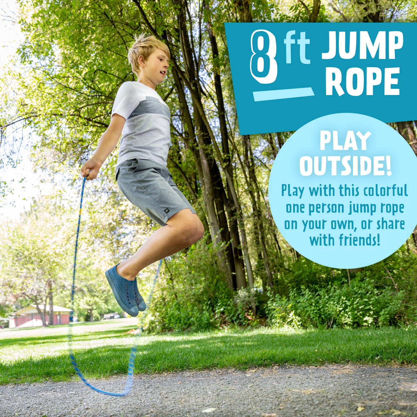 8' Foot Jump Rope 2 Pack - Active Outdoor Youth Fitness Exercising Equipment - Kid Friendly Braided Nylon Gym Accessories