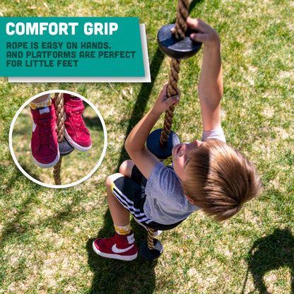 6.5 ft Climbing Rope with Platforms - Swing Set Accessories - Additions & Replacements for Active Outdoor Play Equipment