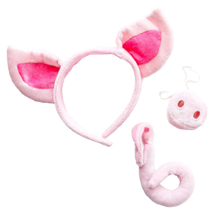 Pig Headband Ears, Snout and Tail Costume Accessory Set, One Size Fits All Ages 3+