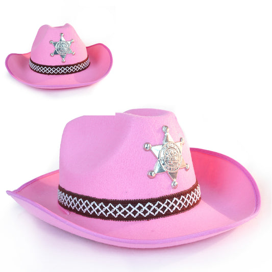 Pink Cowgirl Sheriff Hat - Preppy Cowgirl Hat Accessory for Clothes