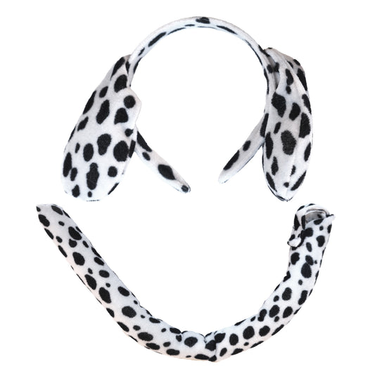 Dalmatian Dog Headband Ears and Tail Costume Accessory Set, One Size Fits All Ages 3+