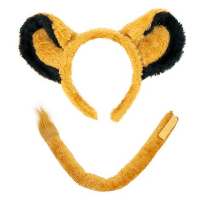 Lion Headband Ears and Tail Costume Accessory Set, One Size Fits All Ages 3+