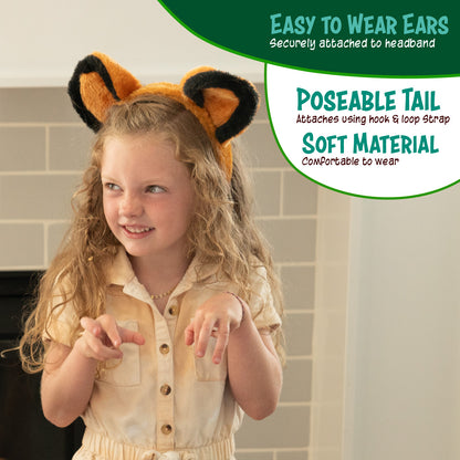 Lion Headband Ears and Tail Costume Accessory Set, One Size Fits All Ages 3+