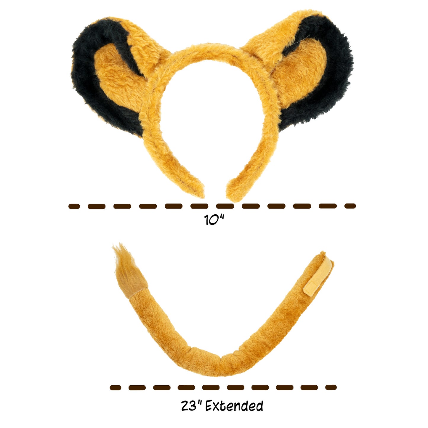 Lion Headband Ears and Tail Costume Accessory Set, One Size Fits All Ages 3+