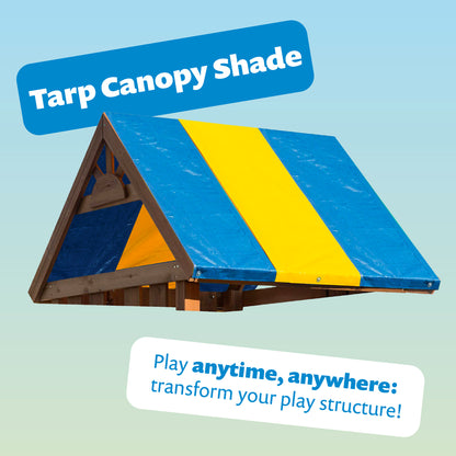 Tarp Canopy Shade Replacement for Playground Swing Set - 52 x 89 Inch - Blue and Yellow