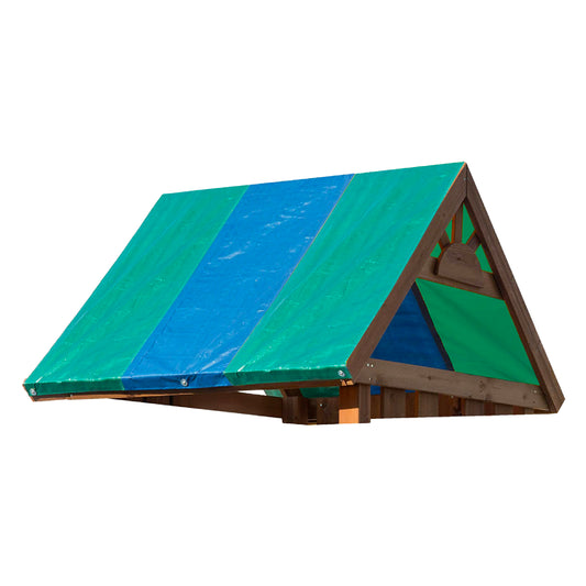 Tarp Canopy Shade Replacement for Playground Swing Set - 52 x 89 Inch - Blue and Green