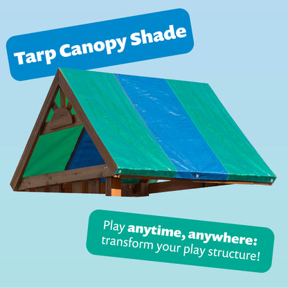 Tarp Canopy Shade Replacement for Playground Swing Set - 52 x 89 Inch - Blue and Green