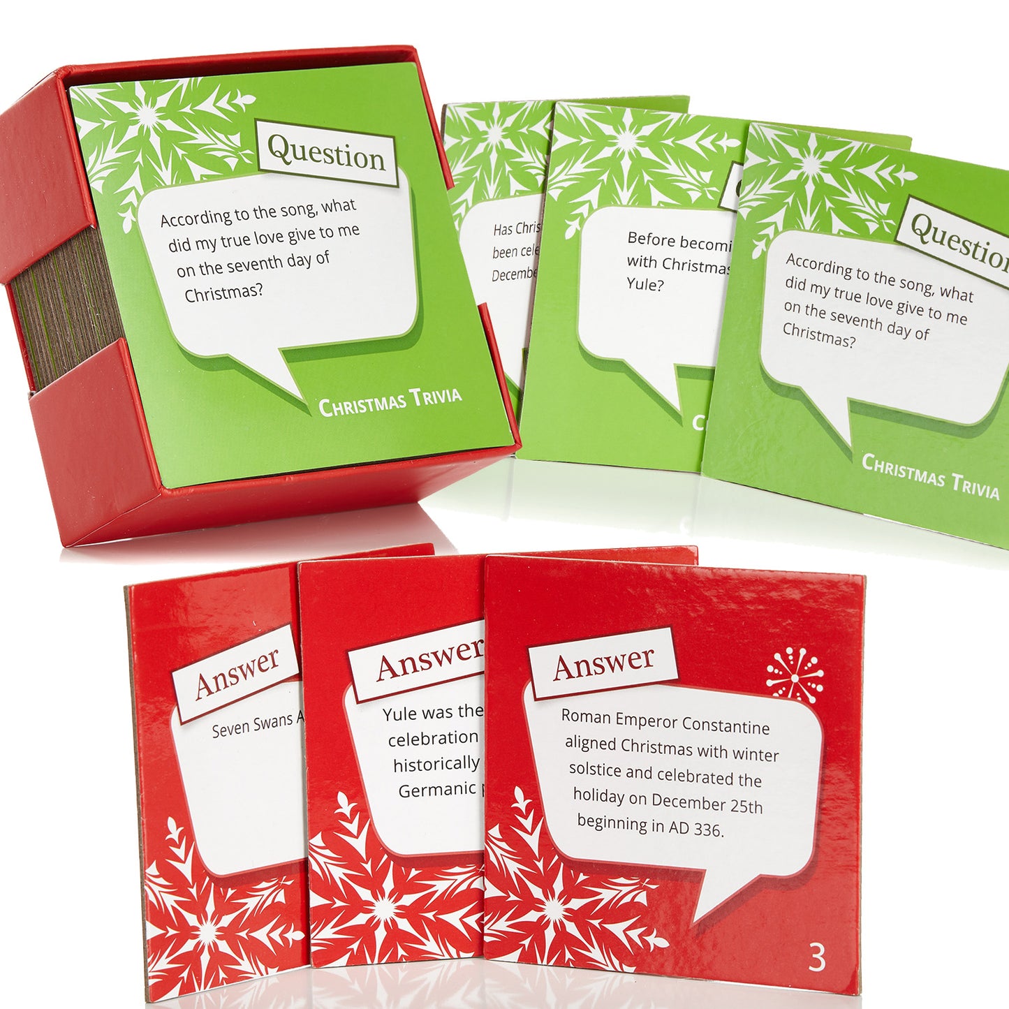 Trivia Holiday Coasters, Set of 20, Drink Coasters with Christmas Questions and Answers, Conversation Starter Cards for Family Gatherings and Holiday Parties