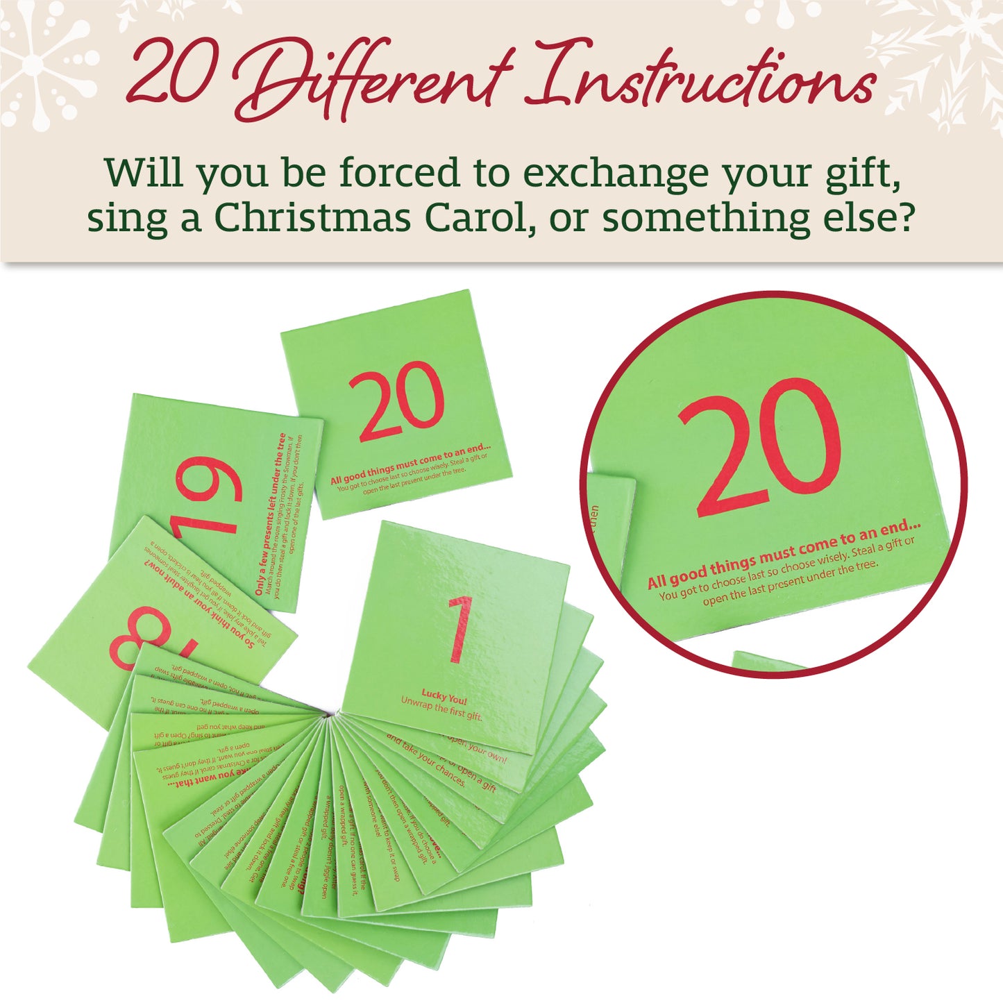 White Elephant Game Holiday Coasters - Set of 20 - Drink Coasters for Christmas Exchange Game
