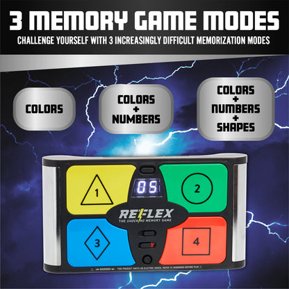 Reflex Shocking Memory Game - Electronic Memory Game for Kids and Adults with 3 Game Modes, 5 Levels, and Shock On/Off Switch