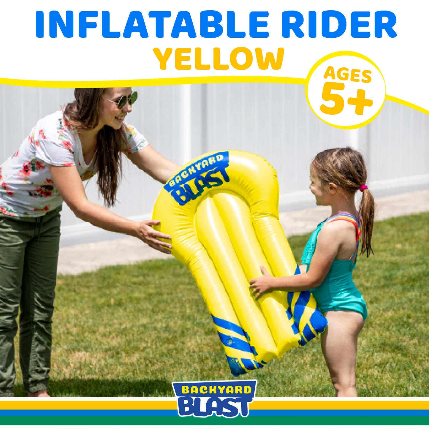 Rider, Inflatable Body Board Slide Rider and Pool Float Toy, Yellow