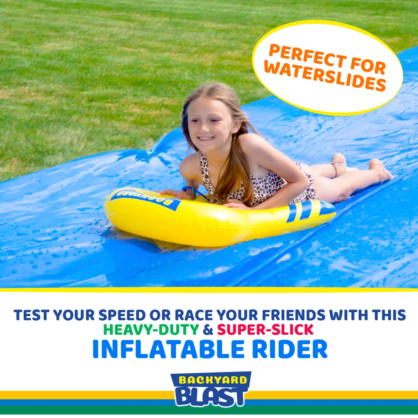 Rider, Inflatable Body Board Slide Rider and Pool Float Toy, Yellow