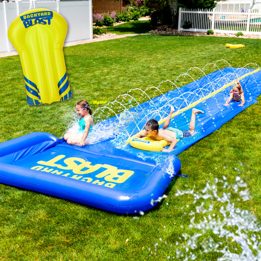 Giant Waterslide for Adults and Kids - Heavy Duty Large Slip Water Slide for Kids Backyard Outdoor Water Play Includes Inflatable Riders - 30' with Splash Zone