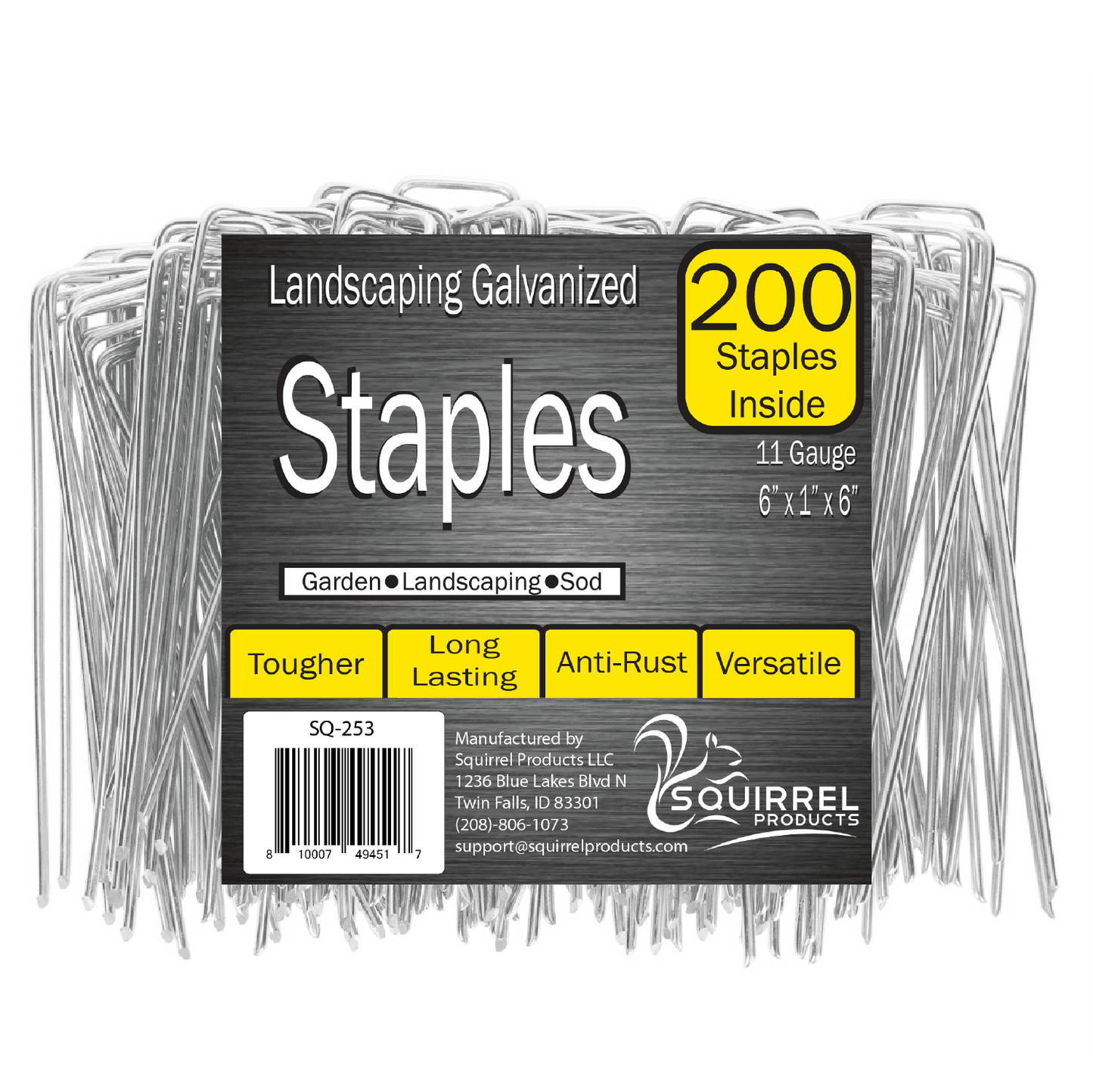 U Shape Garden Stakes Metal, 6 Inch Landscaping Staples, 11 Gauge Stakes for Landscaping Fabric, 2.9mm 15x2.5x15cm – 200 Pack