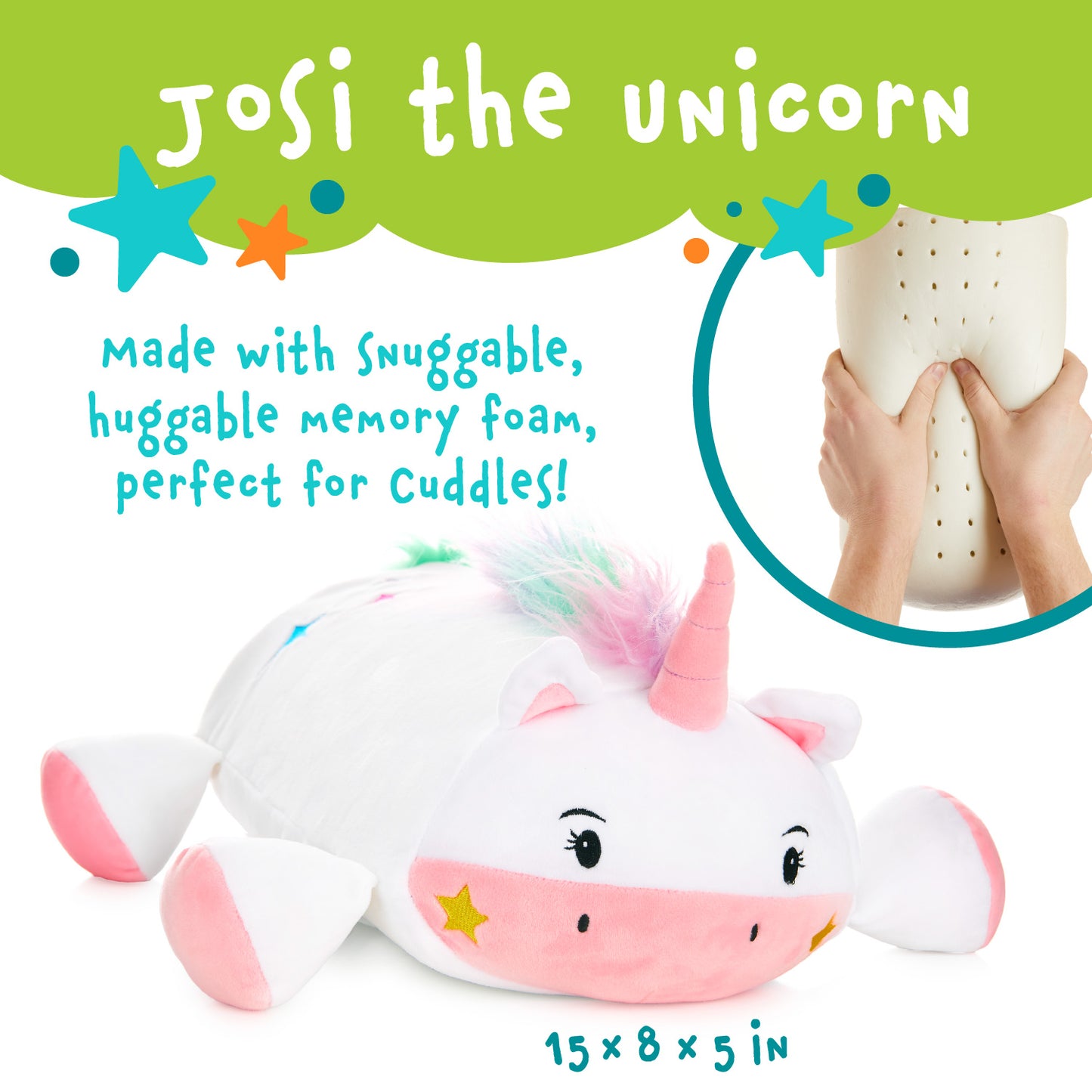 Josi The Unicorn Pillow Plush,15” Stuffed Animal