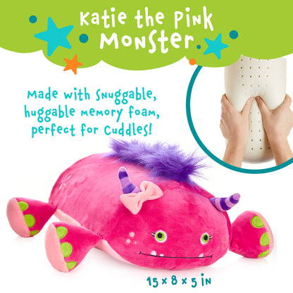 Katie The Pink Monster Memory Foam Pillow Plush, 15” Stuffed Animal