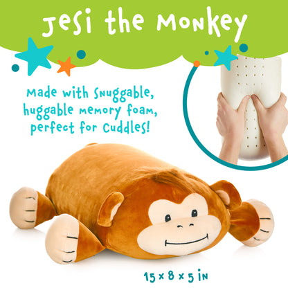 Jesi The Monkey Memory Foam Pillow Plush,15” Stuffed Animal