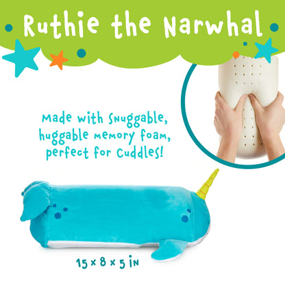 Ruthie The Narwhal Memory Foam Pillow Plush,15” Stuffed Animal