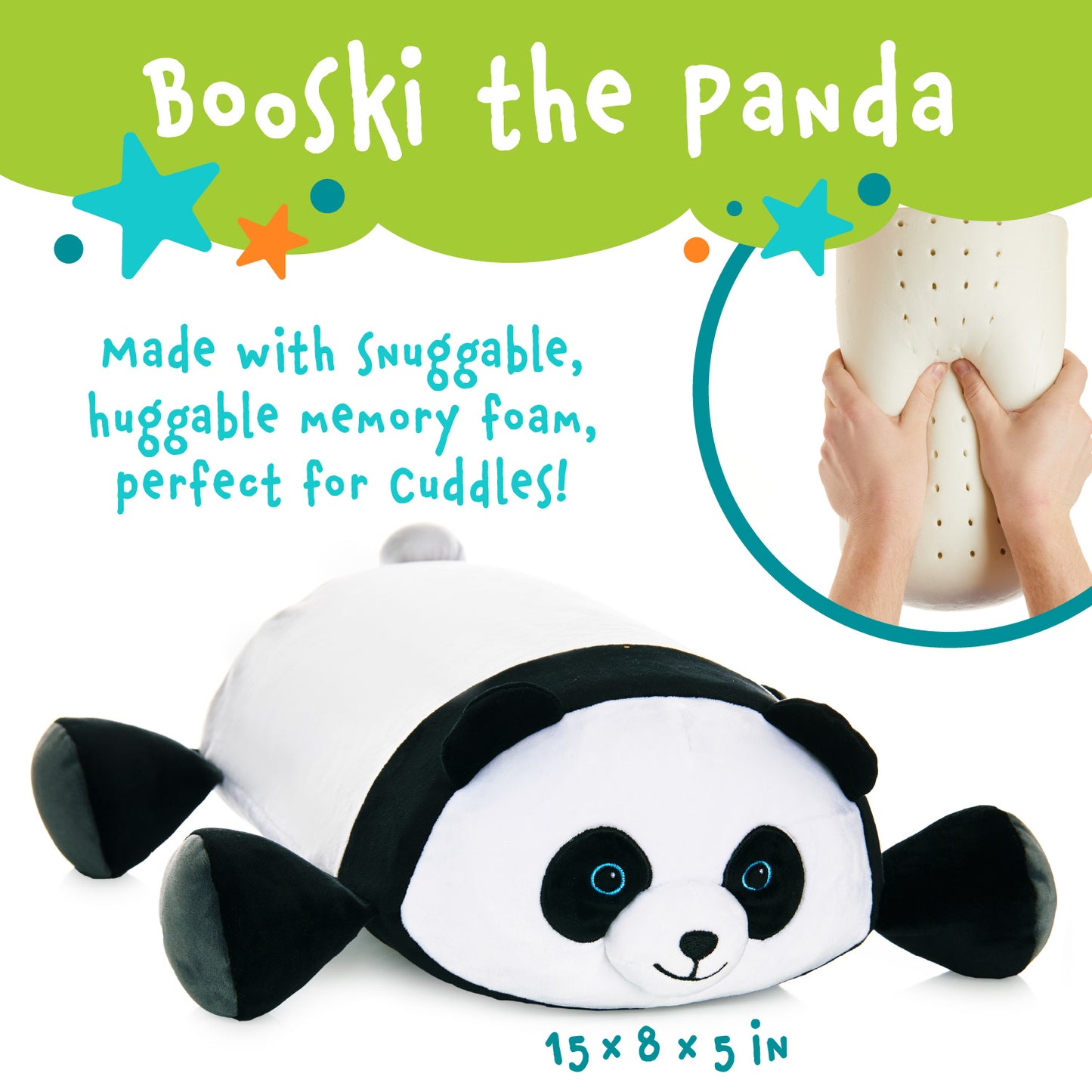 Booski The Panda Memory Foam Pillow Plush,15” Stuffed Animal