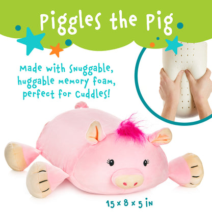 Piggles The Pig Memory Foam Pillow Plush,15” Stuffed Animal