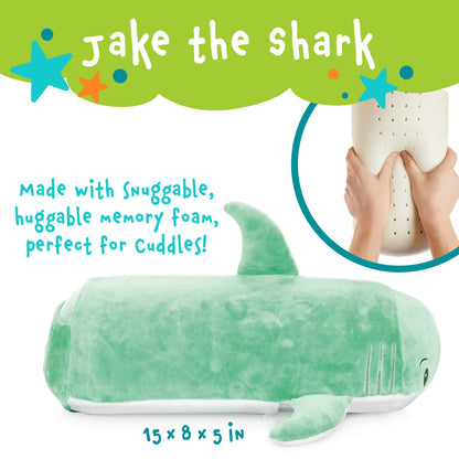 Jake The Shark Memory Foam Pillow Plush,15” Stuffed Animal