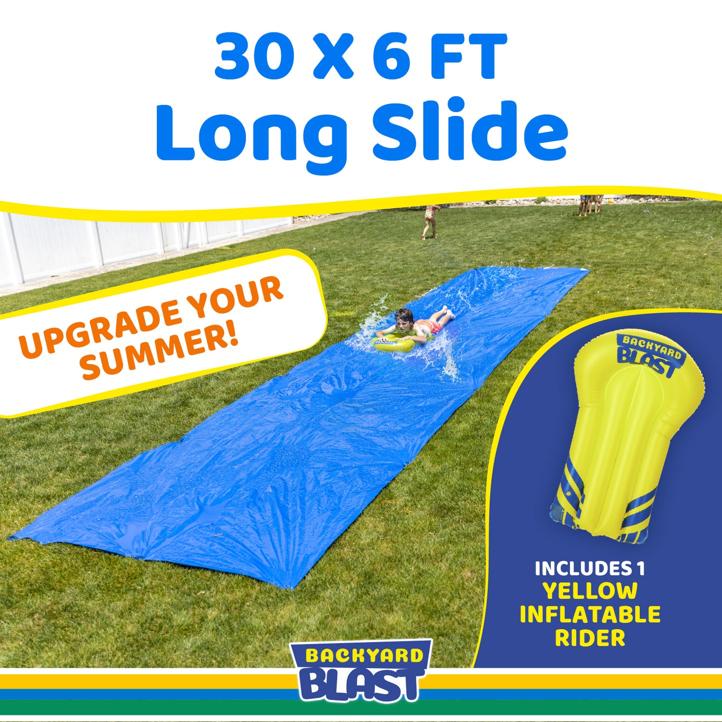 Giant Water Slide for Adults and Kids - Heavy Duty Large Slip for Kids Backyard Outdoor Water Play Slide includes Inflatable Riders - 30'