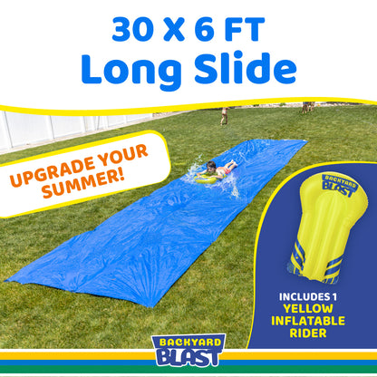 Giant Water Slide for Adults and Kids - Heavy Duty Large Slip for Kids Backyard Outdoor Water Play Slide includes Inflatable Riders - 30'