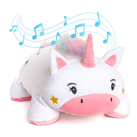 Josi The Unicorn Memory Foam Pillow Plush Stuffed Animal with Wireless Headphone Speakers for Music, White Noise, and Kids Sound Machine