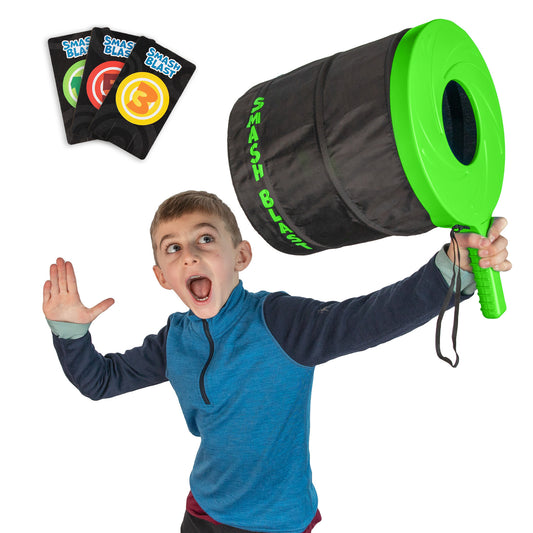 Smash Blast Pro Rapid Fire Air Cannon Vortex Blaster, Novelty Toy, Hilarious Gift for Pranks or Gags, Indoor or Outdoor Play, Fun for Kids Age 8+, Teens, Adults, Kid Safe - Green