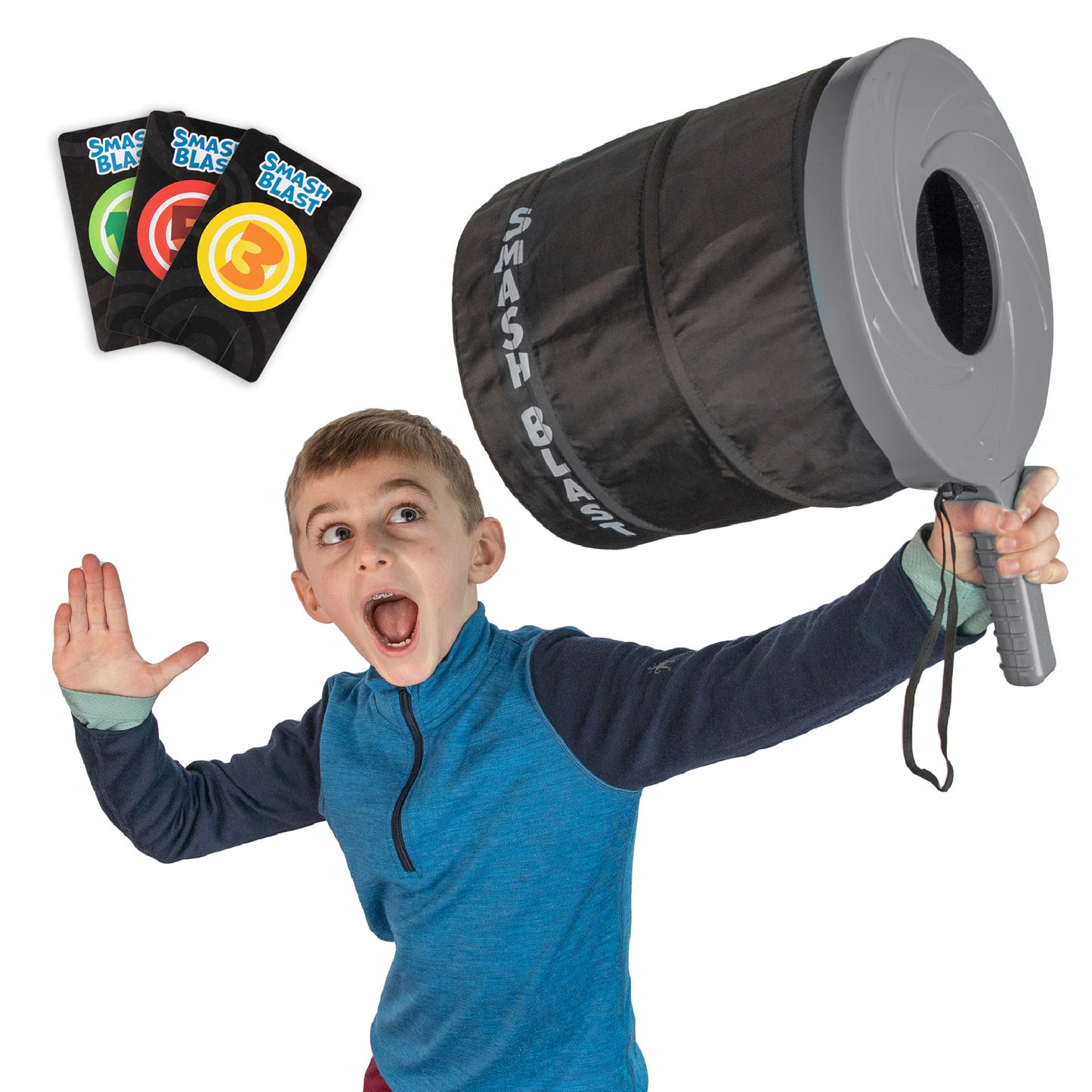 Smash Blast Pro Rapid Fire Air Cannon Vortex Blaster, Novelty Toy, Hilarious Gift for Pranks or Gags, Indoor or Outdoor Play, Fun for Kids Age 8+, Teens, Adults, Kid Safe - Grey