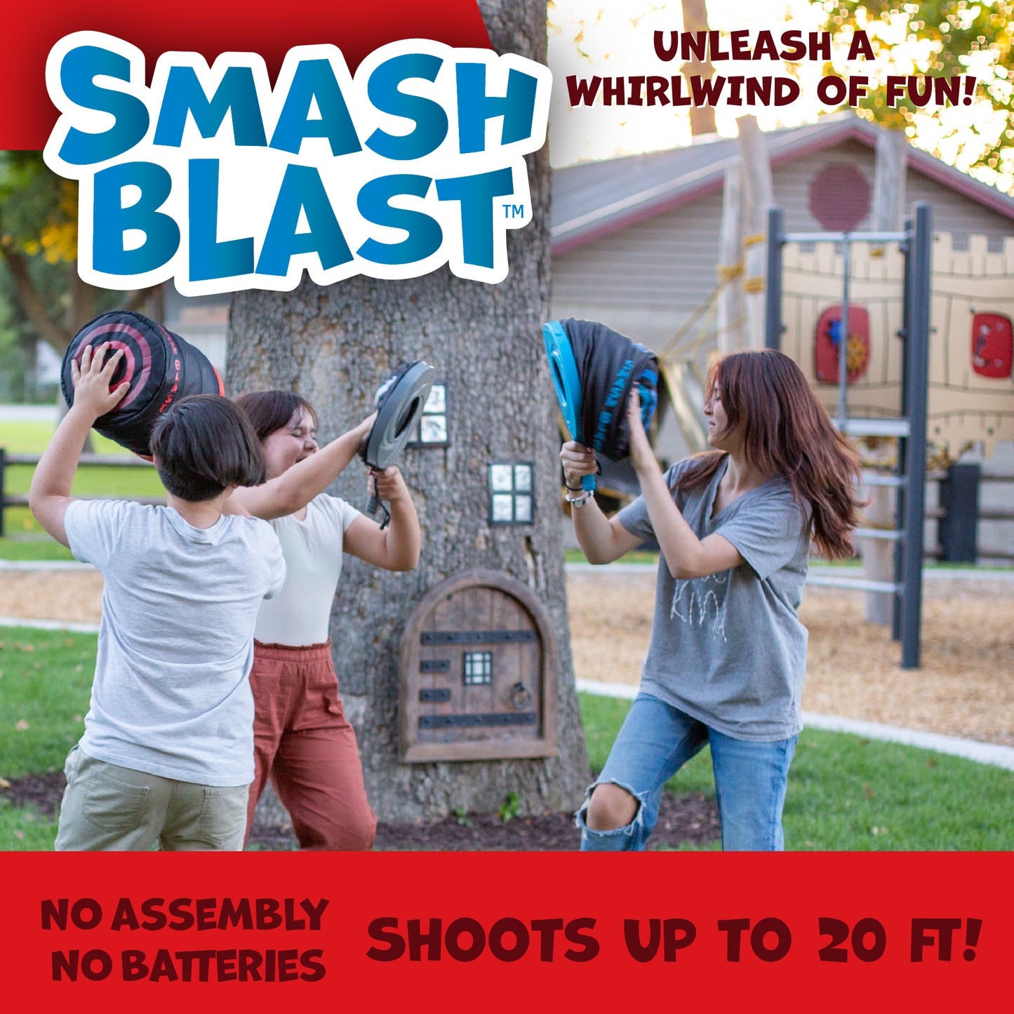 Squirrel Products Smash Blast Pro Rapid Fire Air Cannon Vortex Blaster, Novelty Toy, Hilarious Gift for Pranks or Gags, Indoor or Outdoor Play, Fun for Kids Age 8+, Teens, Adults, Kid Safe - Red