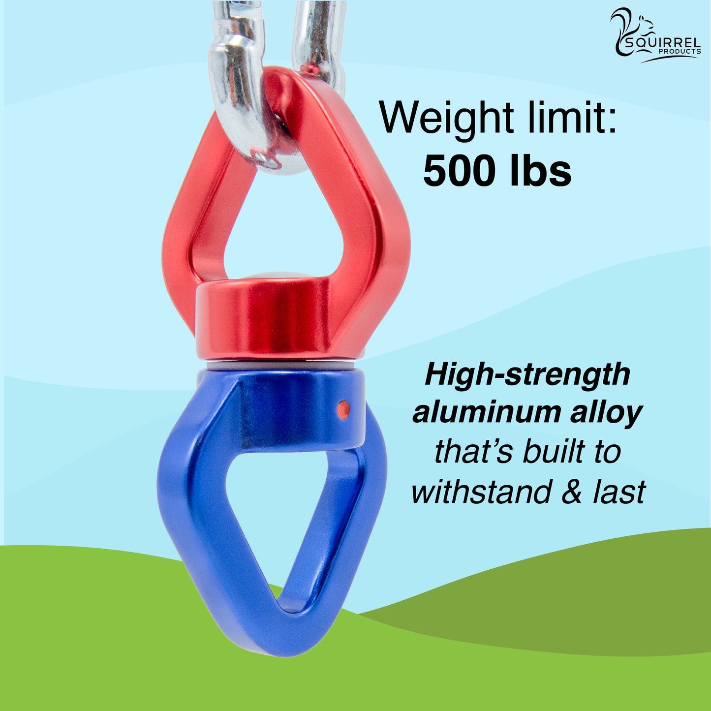 Heavy Duty Swing Swivel 500 lbs Weight Capacity, 360° Rotator with Carabiner for Hammocks, Tree Swings, Aerial Yoga, Climbing, and Outdoor Activities