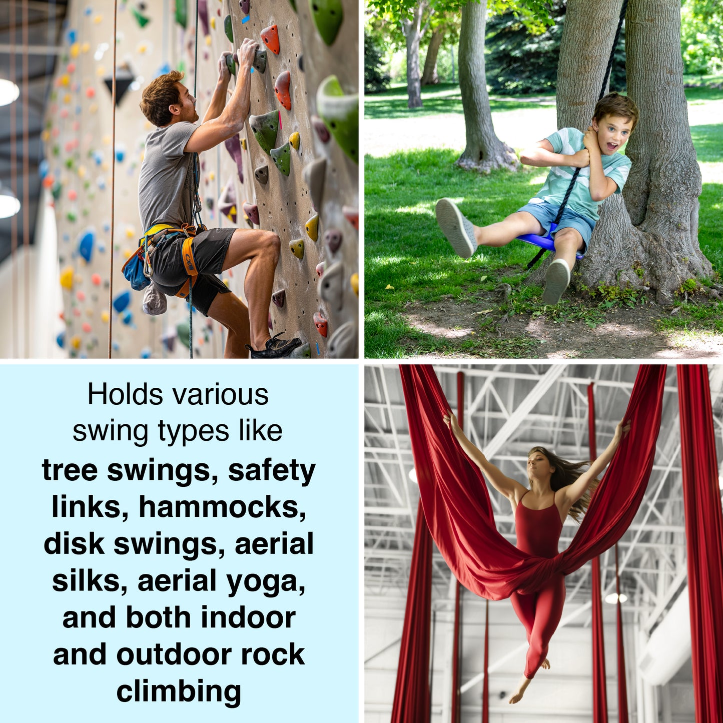 Heavy Duty Swing Swivel 500 lbs Weight Capacity, 360° Rotator with Carabiner for Hammocks, Tree Swings, Aerial Yoga, Climbing, and Outdoor Activities