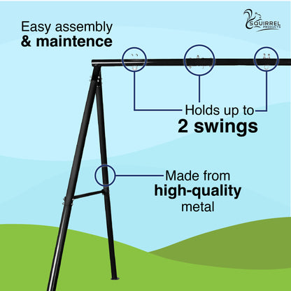 Swing Set Frame and Assembly Hardware, Outdoor Playground Equipment for Kids, Safe & Durable Metal Swing Stand - Black