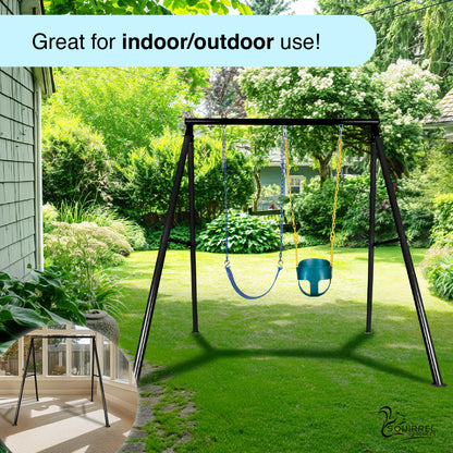 Swing Set Frame and Assembly Hardware, Outdoor Playground Equipment for Kids, Safe & Durable Metal Swing Stand - Black