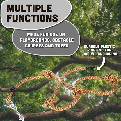 Kids Climbing Rope and Rock Holds Bundle, Easy Setup for Playgrounds, Tree Houses, Obstacle Courses, and Indoor/Outdoor Fun