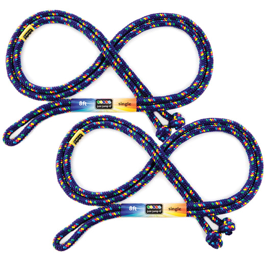 8' Foot Jump Rope 2 Pack - Active Outdoor Youth Fitness Exercising Equipment - Kid Friendly Braided Nylon Gym Accessories