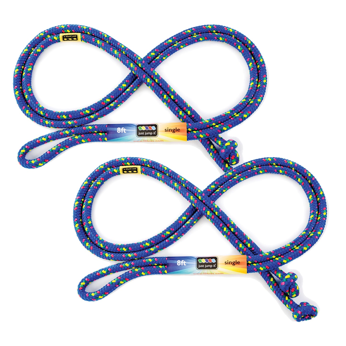 8' Foot Jump Rope 2 Pack - Active Outdoor Youth Fitness Exercising Equipment - Kid Friendly Braided Nylon Gym Accessories